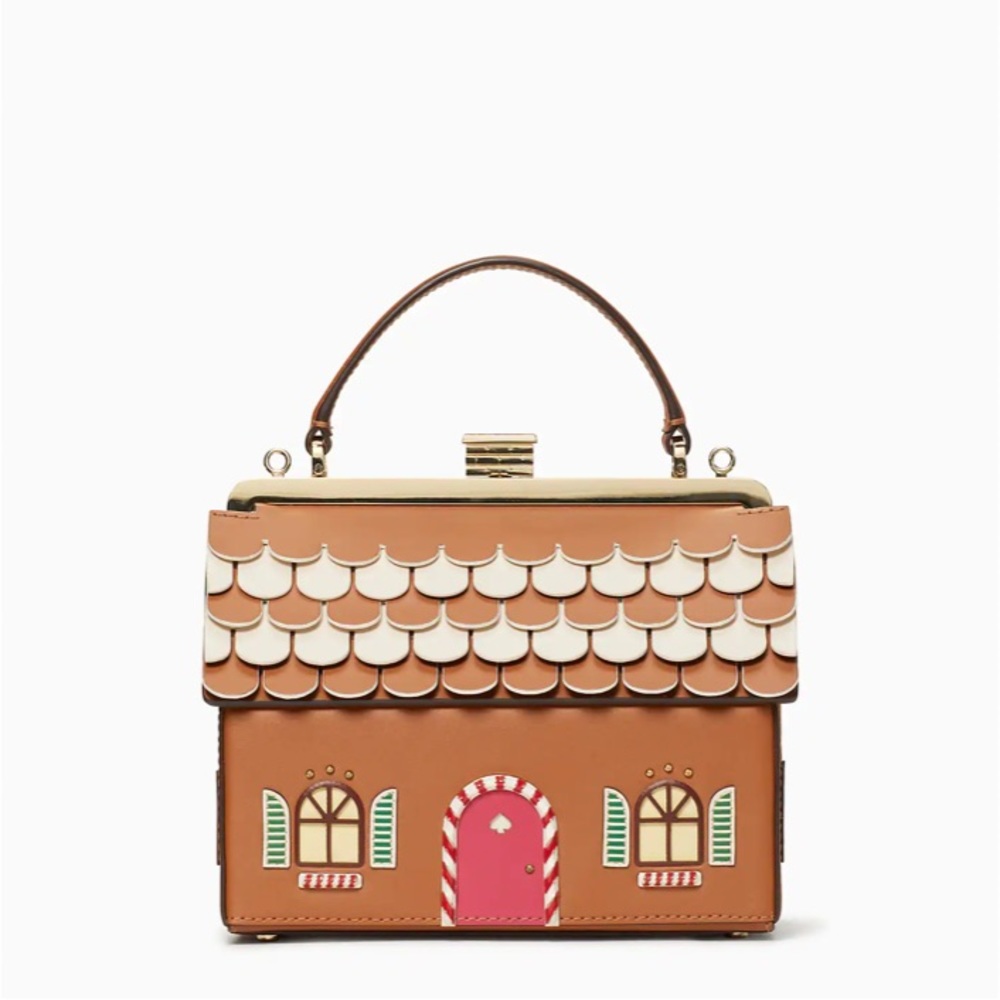 ♠️Kate Spade Gingerbread House Satchel Crossbody Bag, Warm Gingerbread NWT